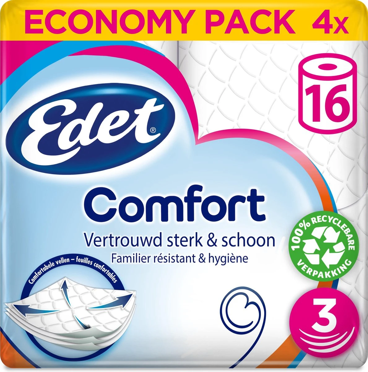 Edet Comfort - 3-laags Wc Papier - 64 Rollen