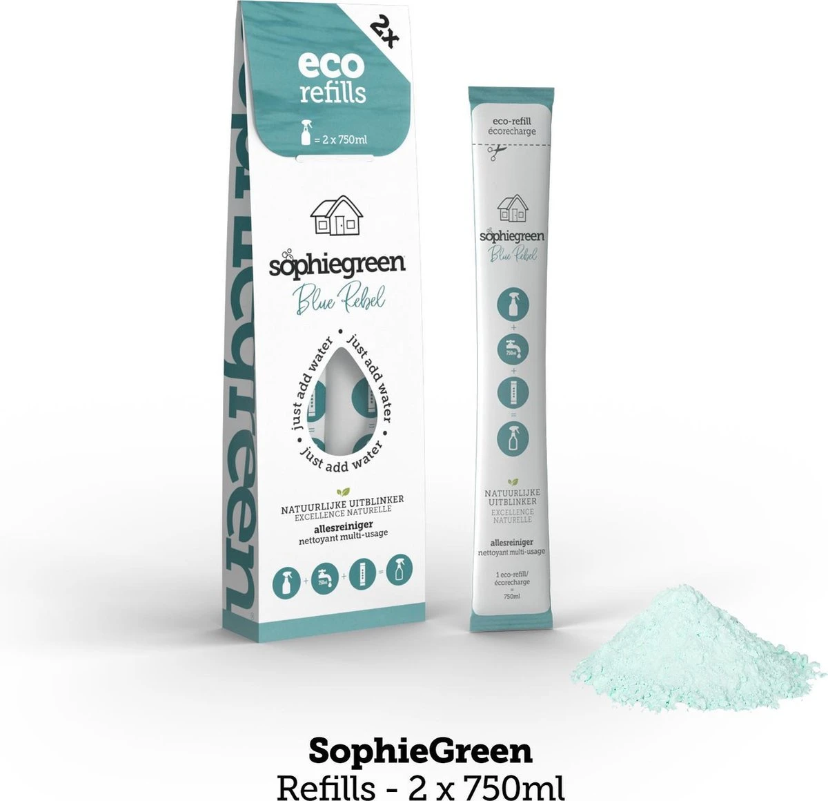 SophieGreen Eco-Refill Pakket; Allesreiniger Blue Rebel En Orange Patchouli, +Keukenreiniger + Badkamerreiniger (4x2 Navulling= 8 X750ml) - Afbeelding 5