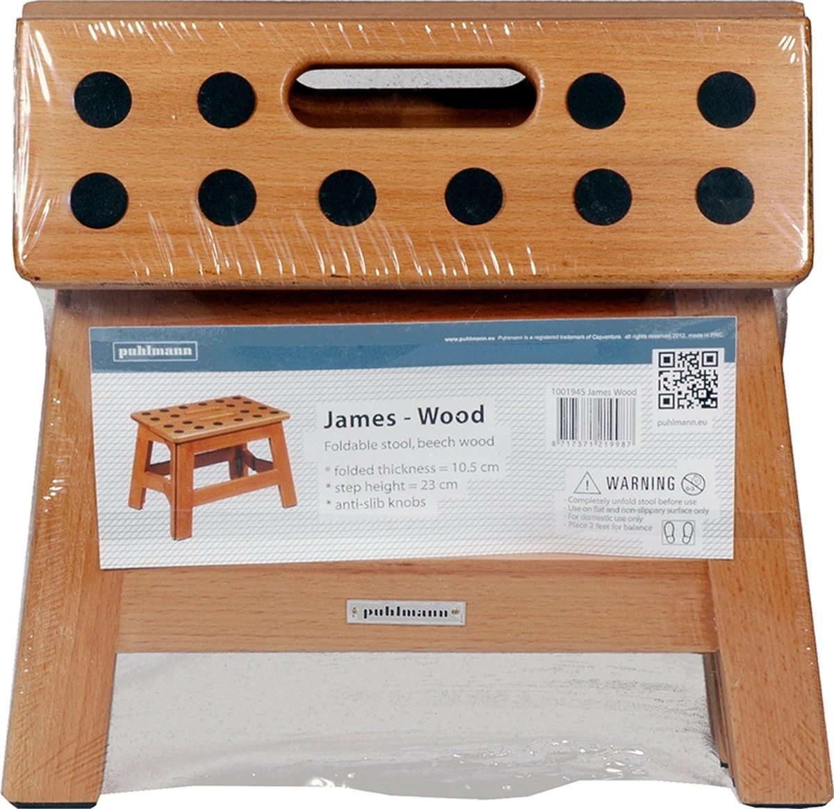 PUHLMANN - Inklapbare Kruk, JAMES, Hout, 23 Cm Hoog, Max 150 Kilo - Afbeelding 5