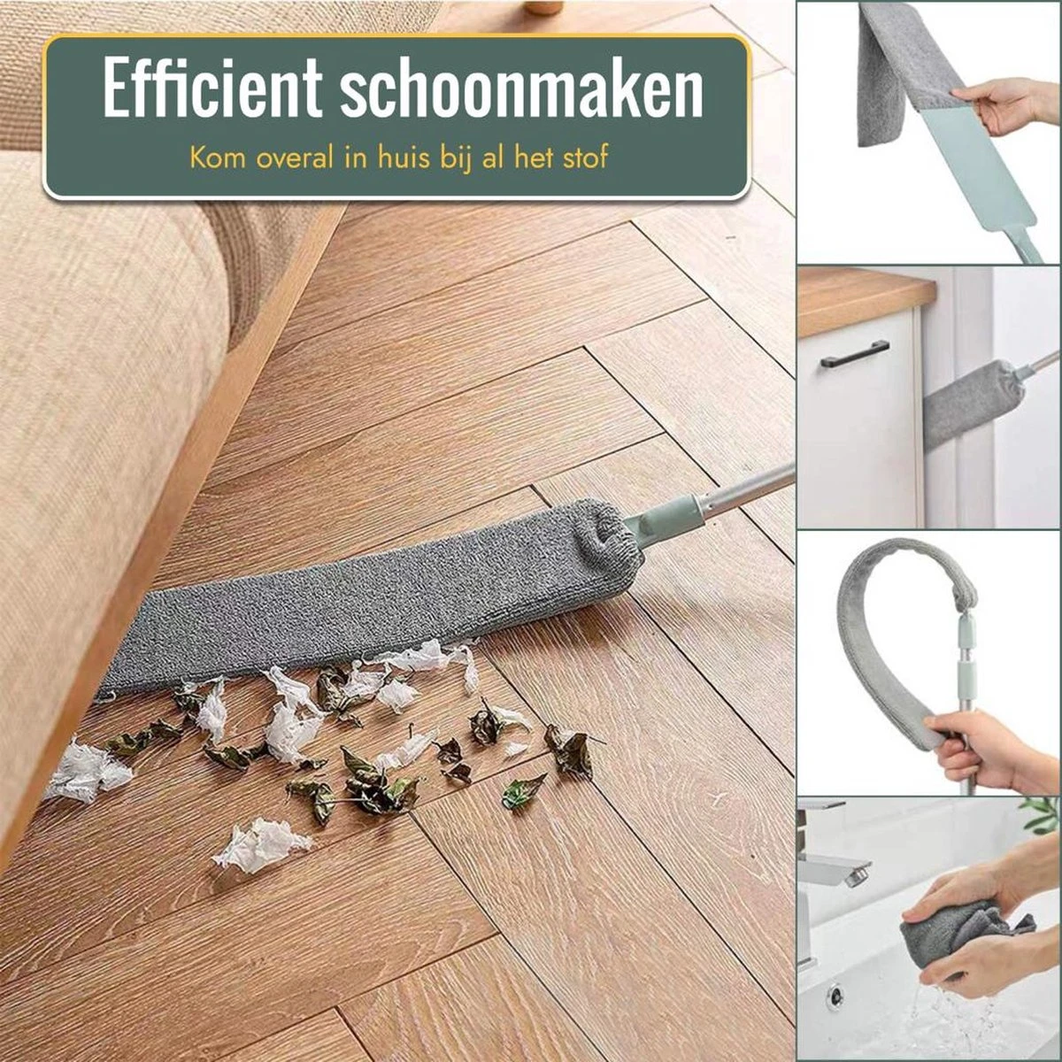 Livv Goods Telescopische Plumeau Set Met Telescoopsteel - 5 In 1 - Tot 250 Cm Uitschuifbaar - Duster - Stoffer - Afbeelding 7