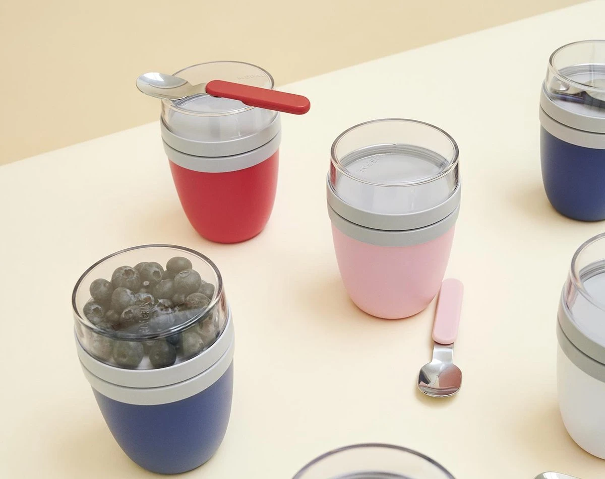 Mepal - Lunchpot + Vouwlepel Ellipse - Nordic Denim - Yoghurtbeker Met Lepel - Muesli Beker To Go - Geschikt Voor Vriezer, Magnetron En Vaatwasser. - Afbeelding 3