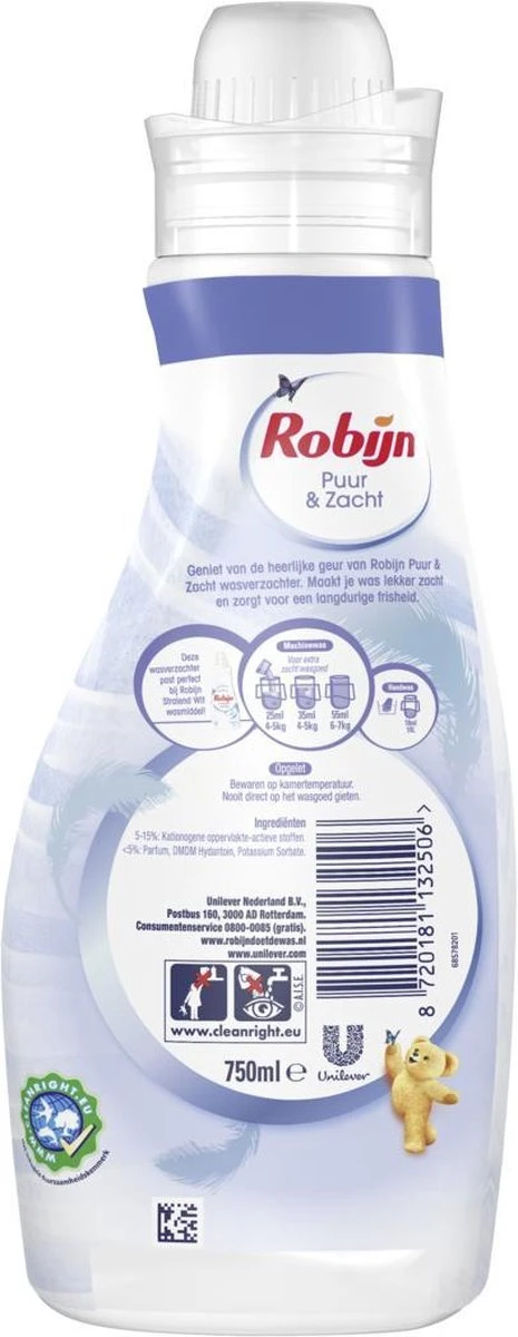 Robijn Puur & Zacht Wasverzachter - 4 X 30 Wasbeurten - Voordeelverpakking - Afbeelding 2