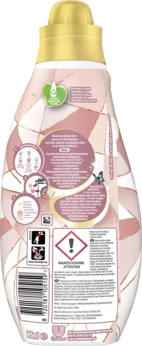Robijn Klein & Krachtig Rosé Chique Vloeibaar Wasmiddel - 8 X 19 Wasbeurten - Voordeelverpakking - Afbeelding 2