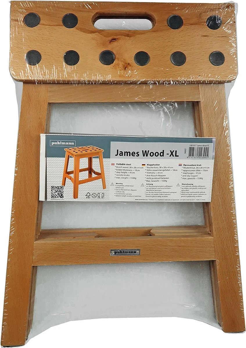 PUHLMANN - Inklapbare Kruk, JAMES, Hout, 41 Cm Hoog, Max 150 Kilo - Afbeelding 5