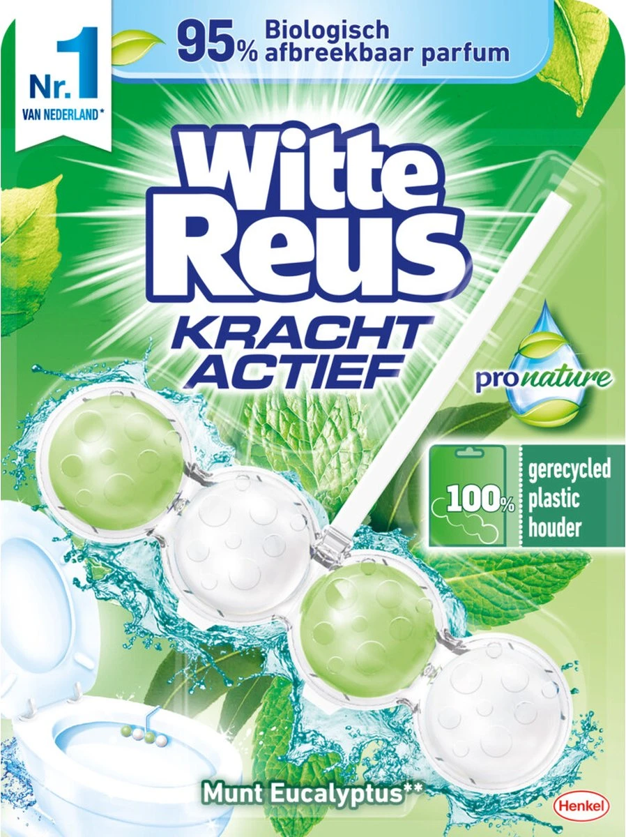 Witte Reus Toiletblok Kracht Actief Pro Nature Munt Eucalyptus - Afbeelding 4